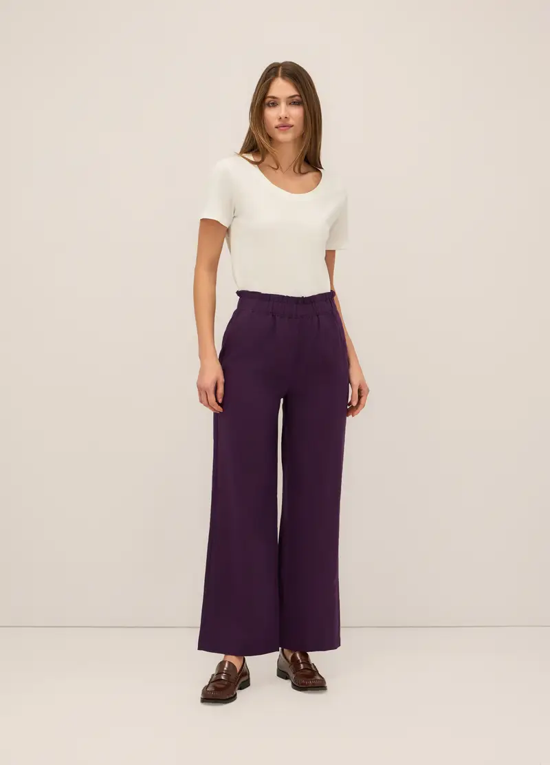 Upim, Pantaloni Misto Lino Donna, Viola vinaccia, Taglia: M