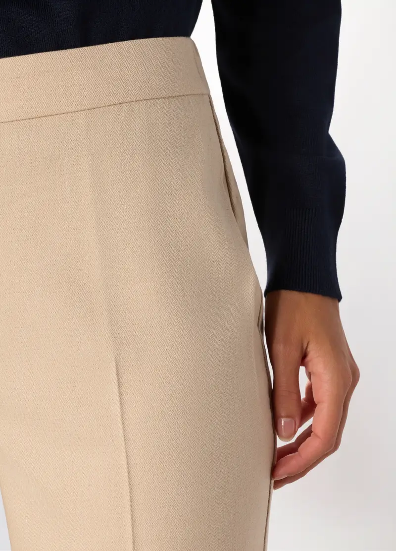Pantaloni Misto Viscosa Donna, Beige chiaro miniatura 3