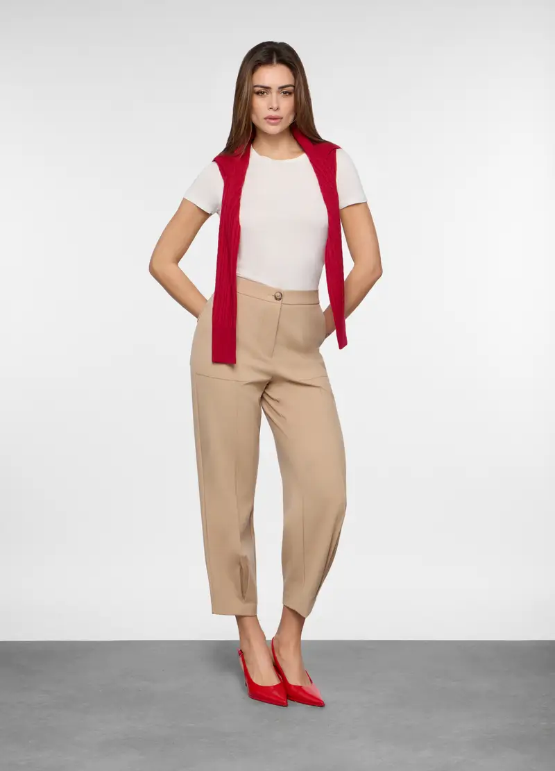 Pantaloni Misto Viscosa Donna, Beige chiaro