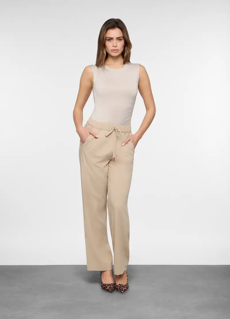 Pantaloni Misto Viscosa Donna, Beige chiaro