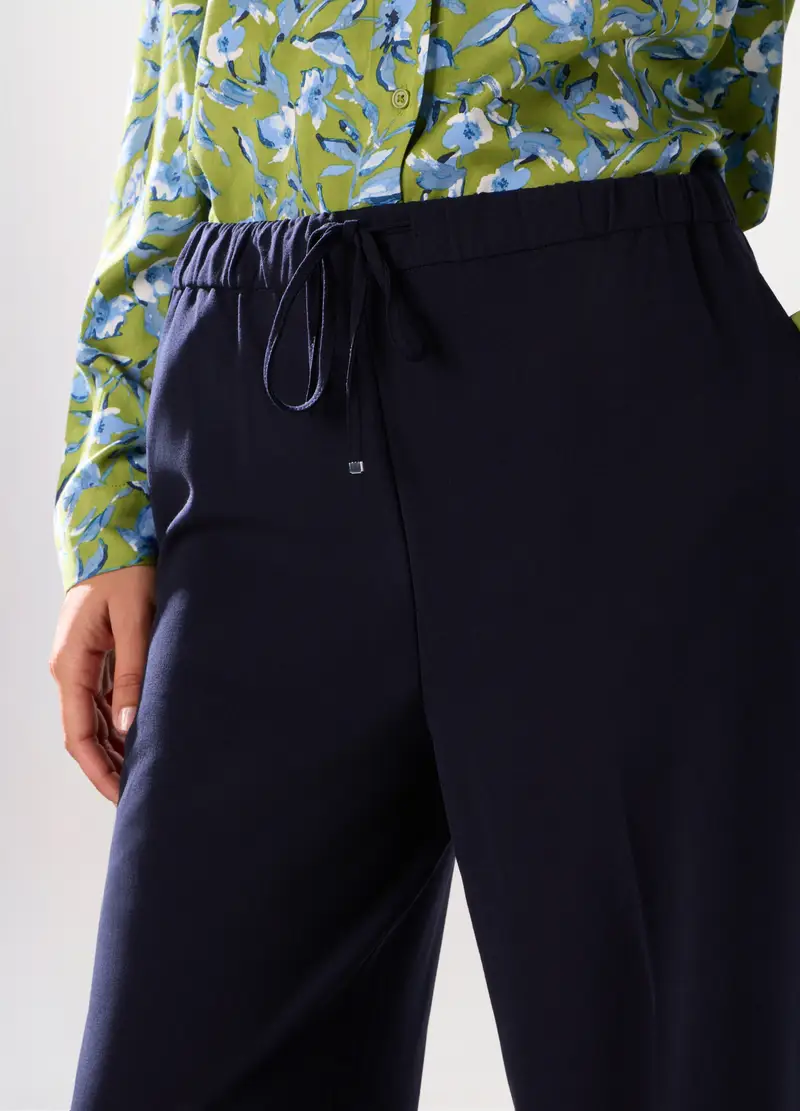 Pantaloni Misto Viscosa Donna, Blu navy miniatura 3