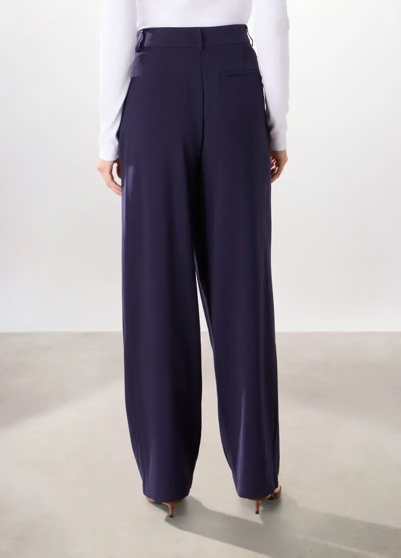 Pantaloni Misto Viscosa Donna, Blu scuro miniatura 2
