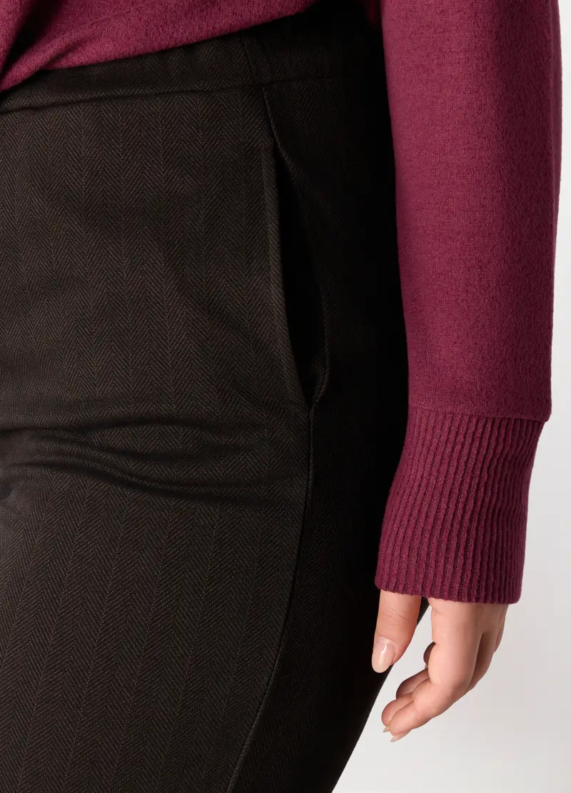 Pantaloni Misto Viscosa Donna Curvy, Marrone scuro miniatura 3