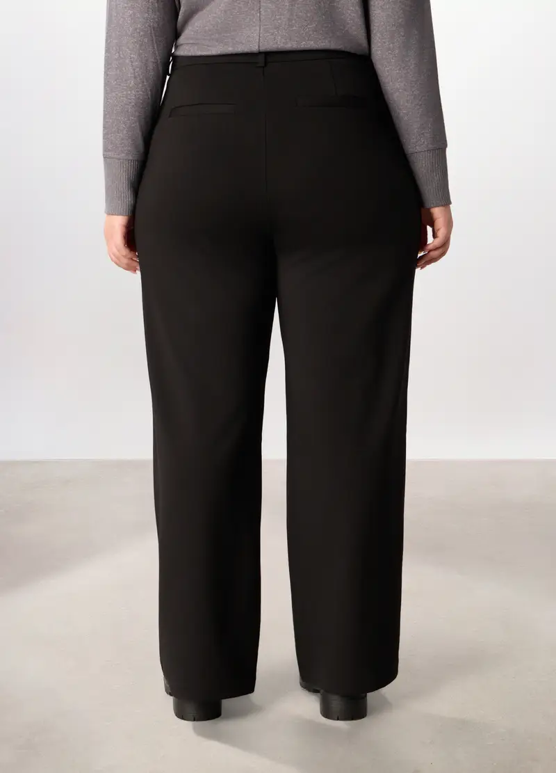 Pantaloni Misto Viscosa Donna Curvy, Nero miniatura 2