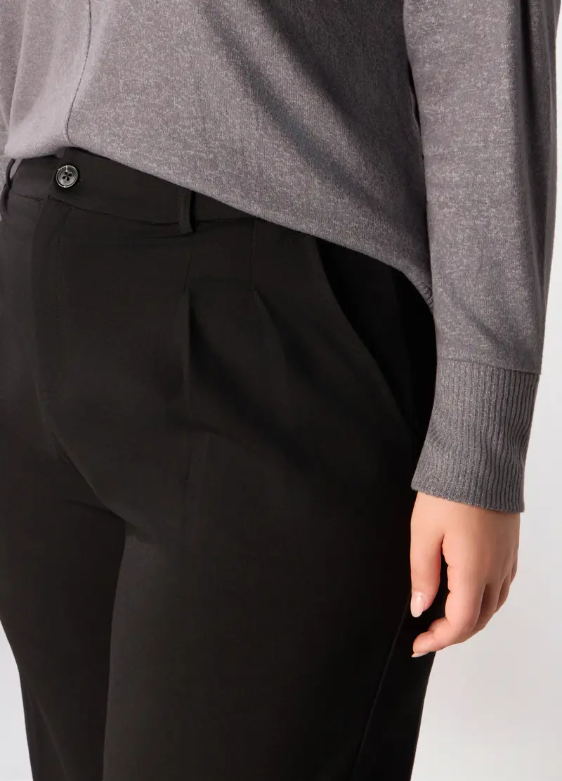 Pantaloni Misto Viscosa Donna Curvy, Nero miniatura 3