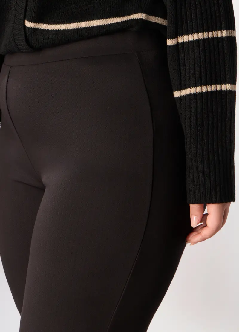 Pantaloni Misto Viscosa Donna Curvy, Nero miniatura 3
