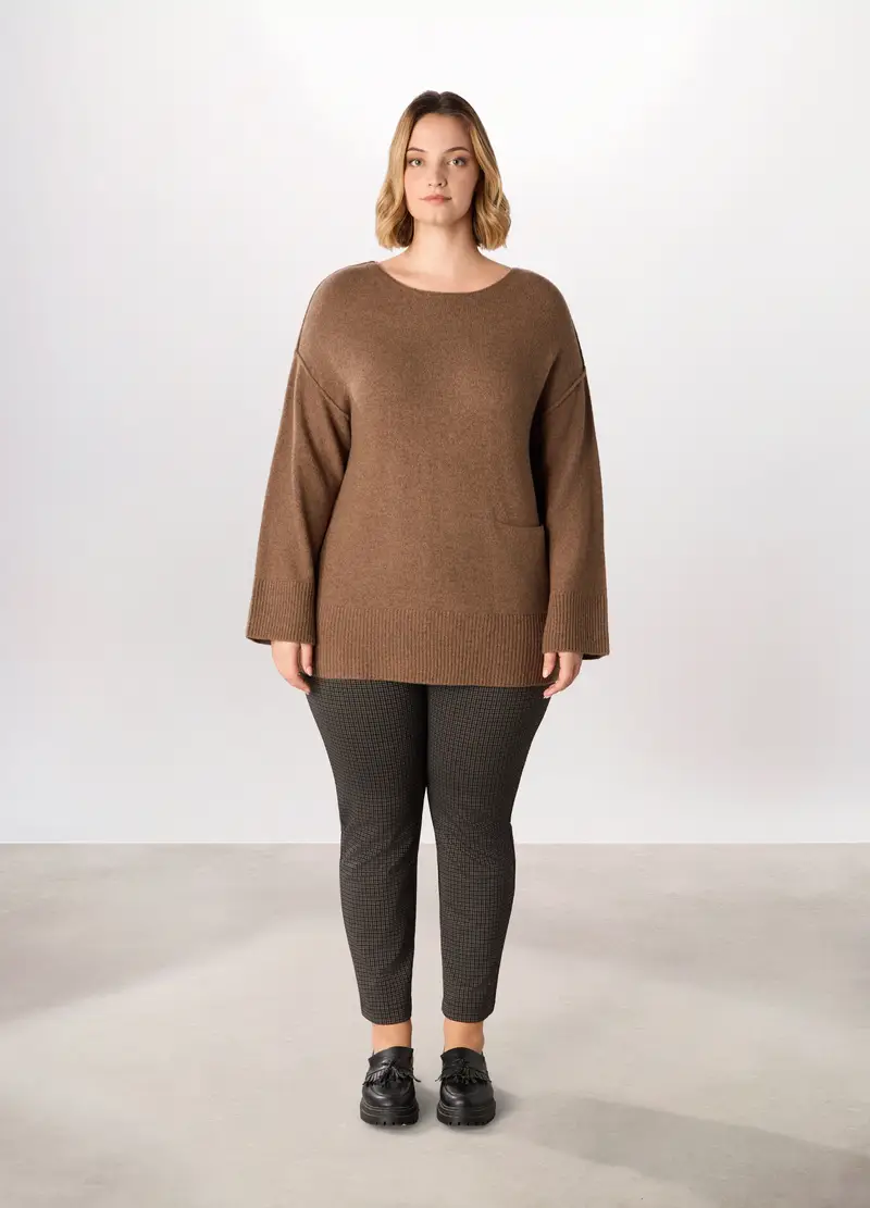 Pantaloni Misto Viscosa Donna Curvy, Nero/Grigio