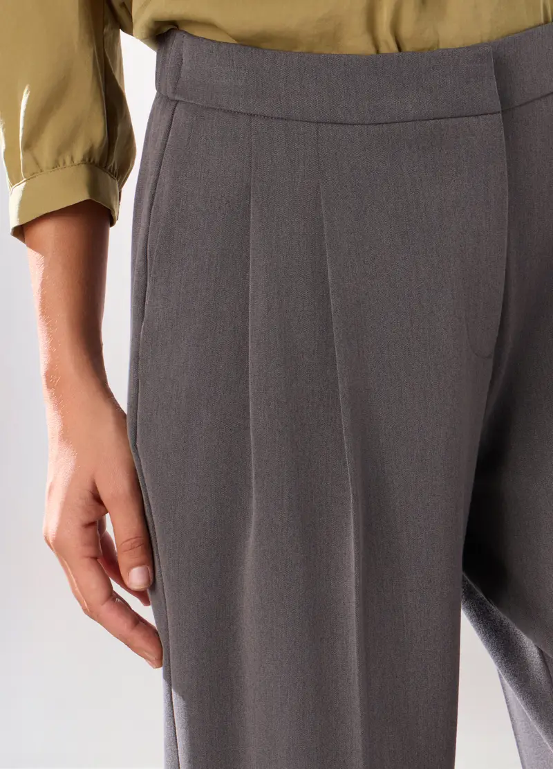 Pantaloni Misto Viscosa Donna, Grigio chiaro miniatura 3
