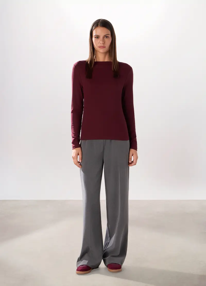 Pantaloni Misto Viscosa Donna, Grigio chiaro melange