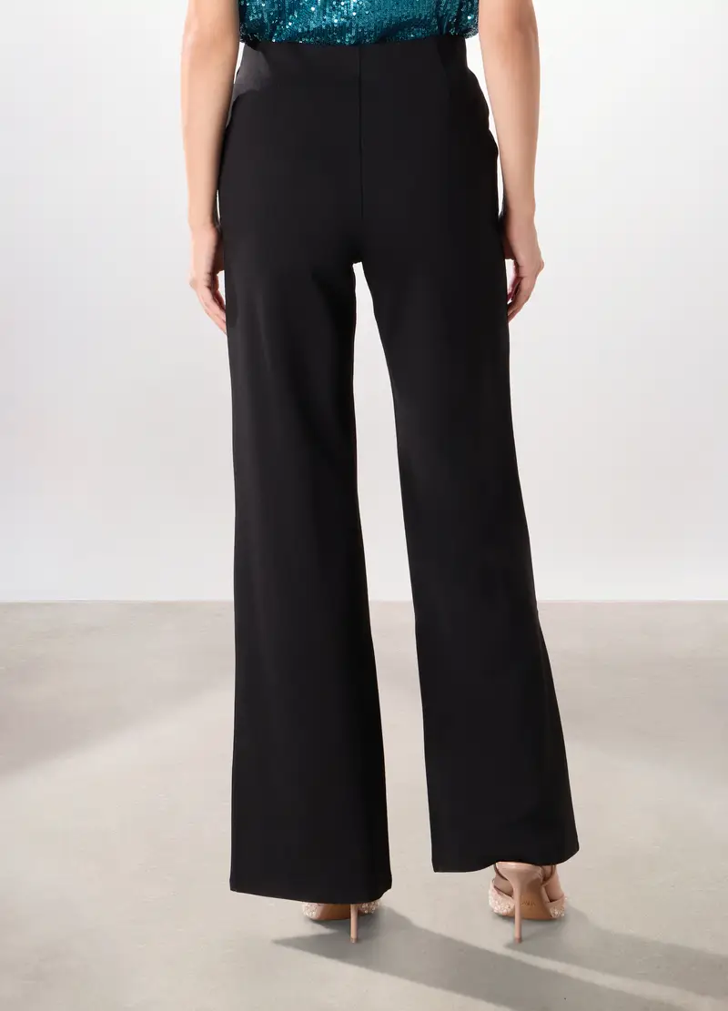 Pantaloni Misto Viscosa Donna, Nero miniatura 2