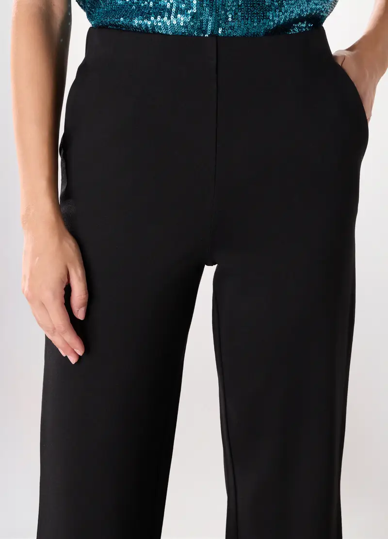 Pantaloni Misto Viscosa Donna, Nero miniatura 3