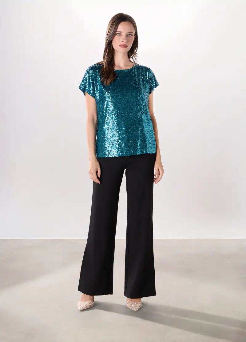 Pantaloni Misto Viscosa Donna, Nero