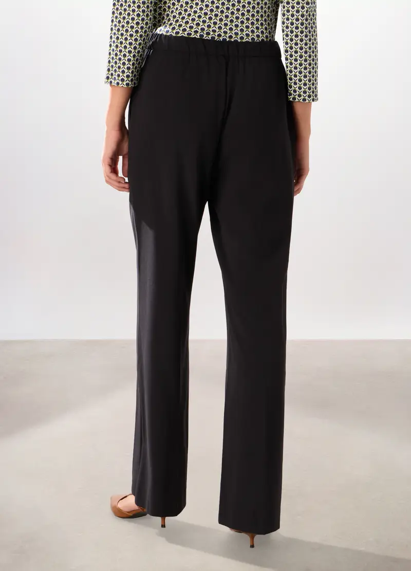 Pantaloni Misto Viscosa Donna, Nero miniatura 2