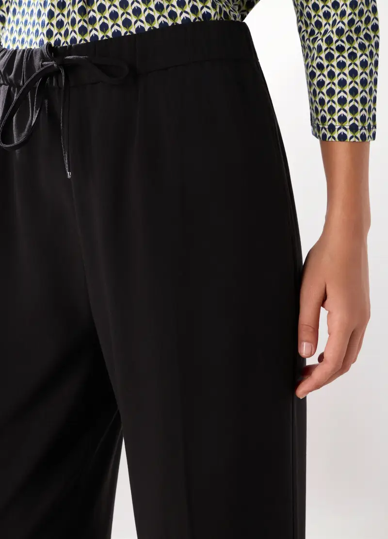 Pantaloni Misto Viscosa Donna, Nero miniatura 3