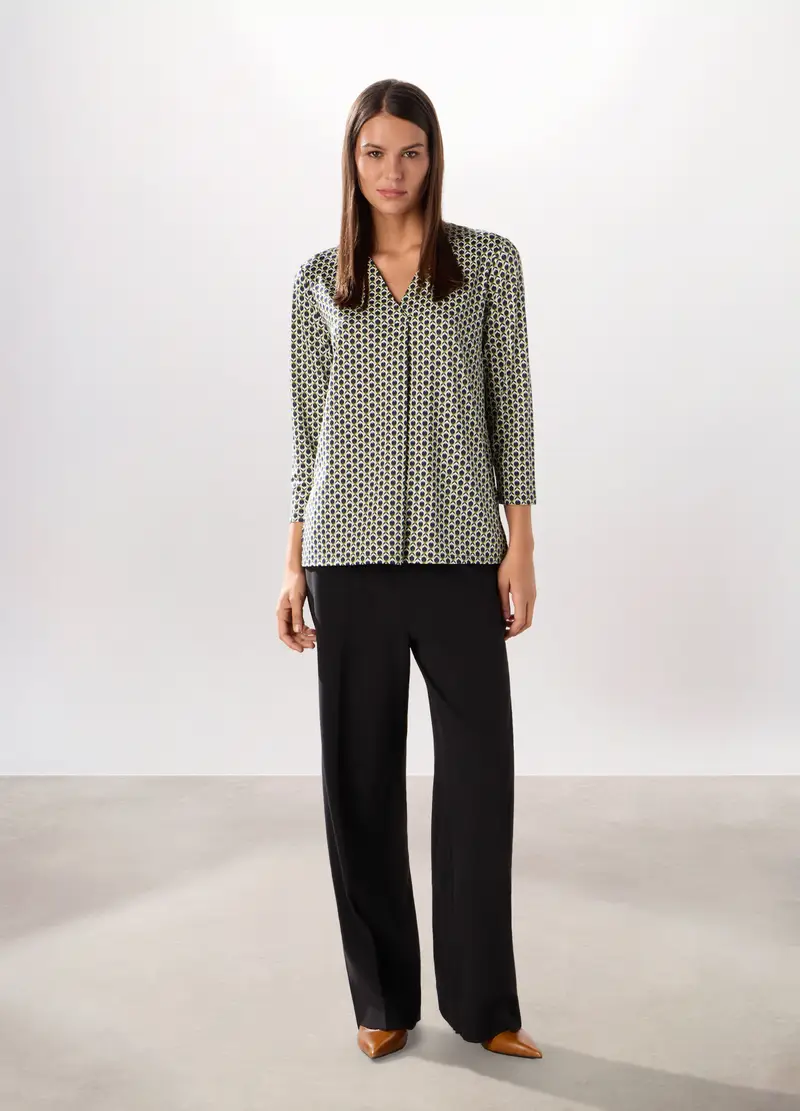 Pantaloni Misto Viscosa Donna, Nero