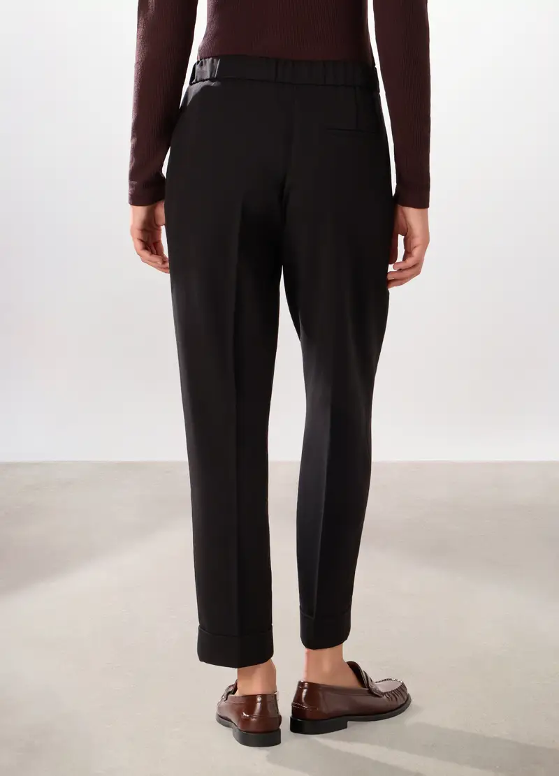 Pantaloni Misto Viscosa Donna, Nero miniatura 2