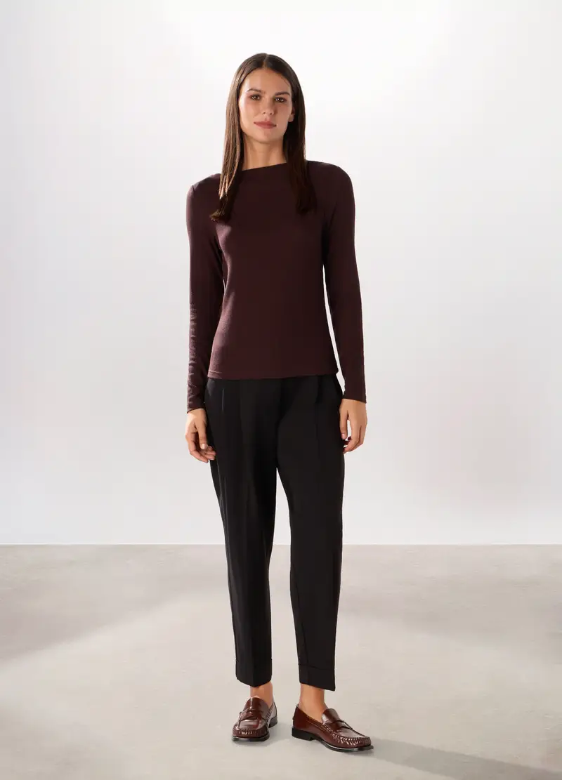 Pantaloni Misto Viscosa Donna, Nero