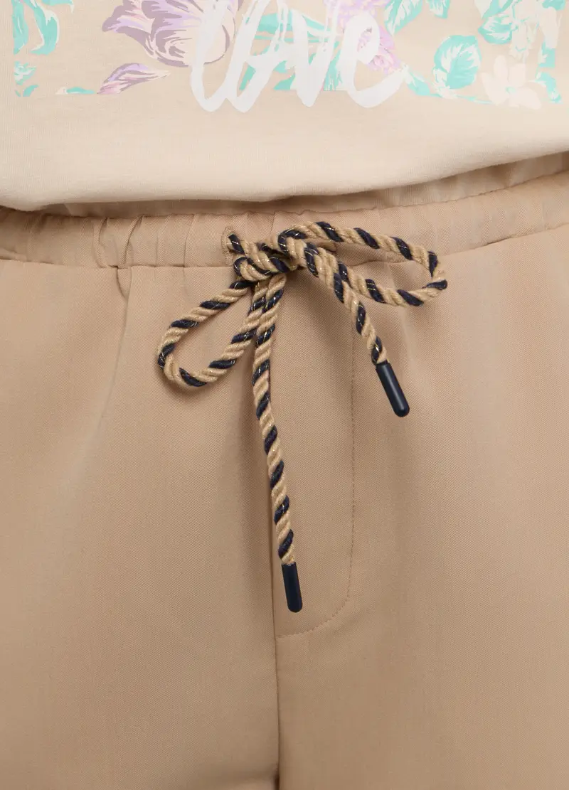 Pantaloni Misto Viscosa Stretch Donna, Beige chiaro miniatura 3