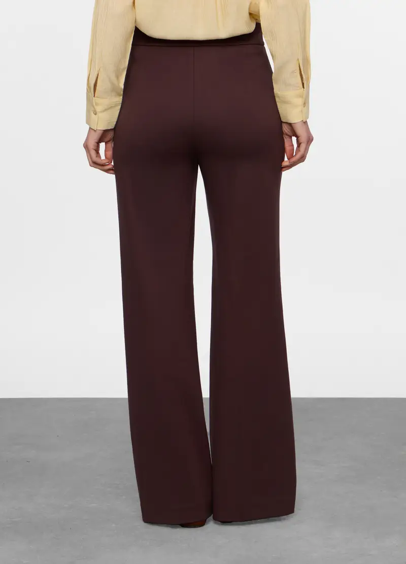 Pantaloni Misto Viscosa Stretch Donna, Marrone cioccolato miniatura 2