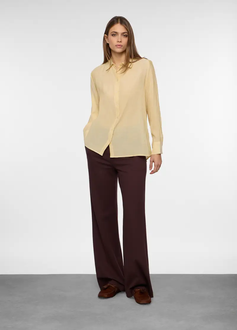 Pantaloni Misto Viscosa Stretch Donna, Marrone cioccolato