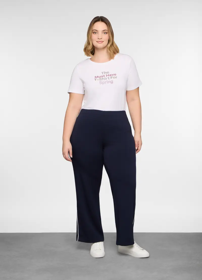 Pantaloni Over Fit In Poli Viscosa Donna Curvy, Blu Bluette