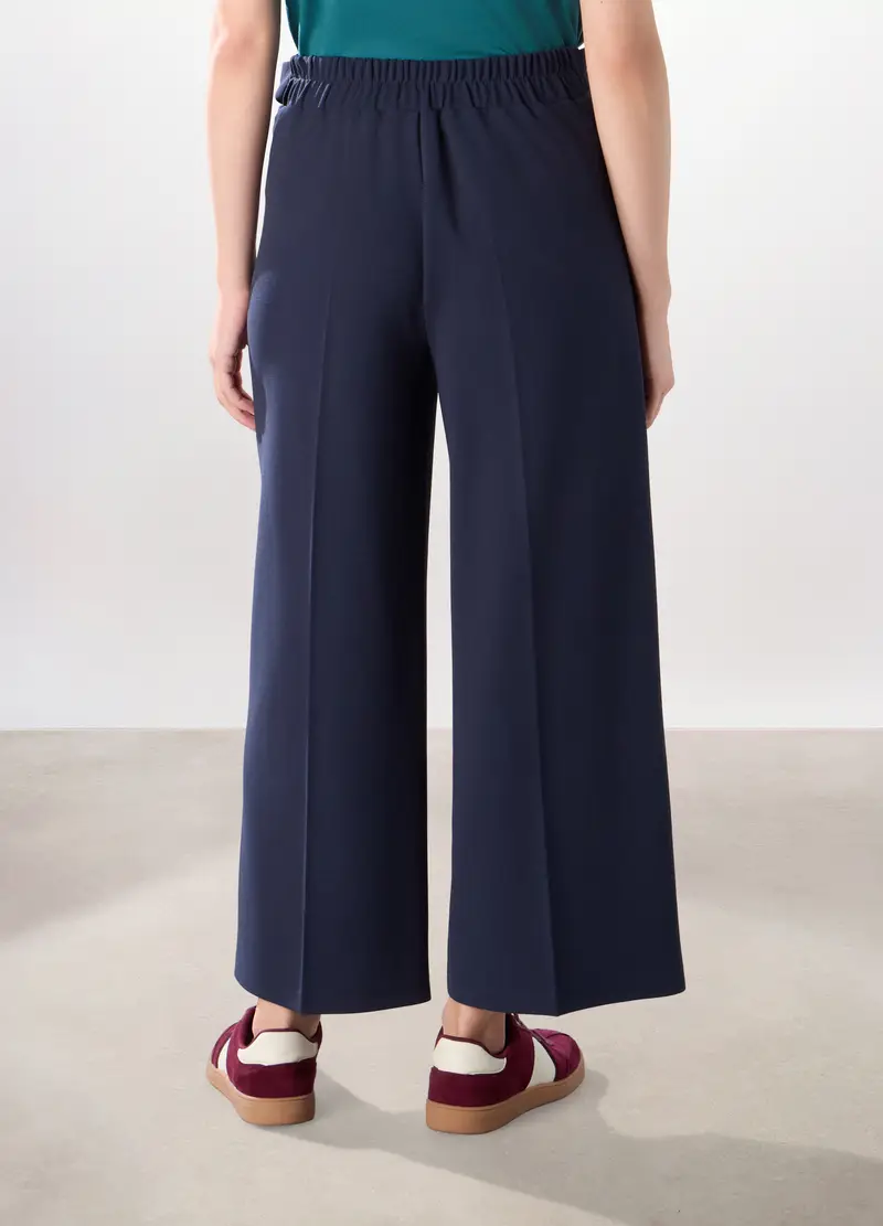 Pantaloni Palazzo Con Cintura Donna, Blu scuro miniatura 2