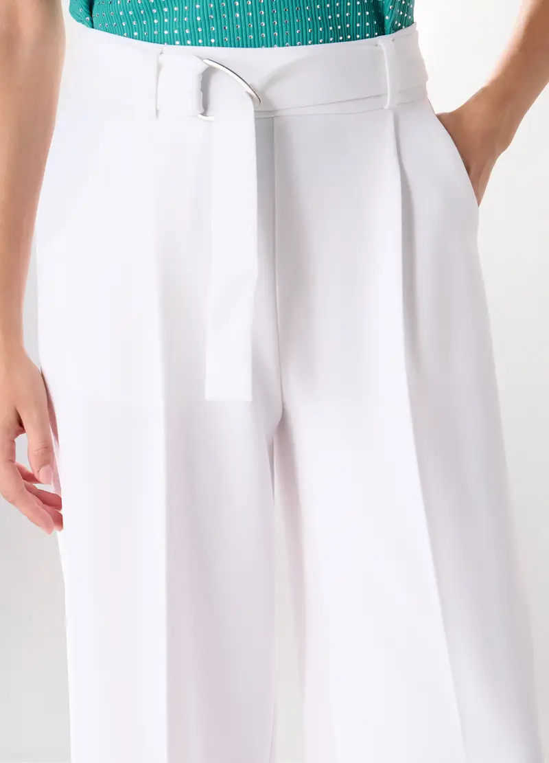 Pantaloni Palazzo Donna, Bianco gesso miniatura 3