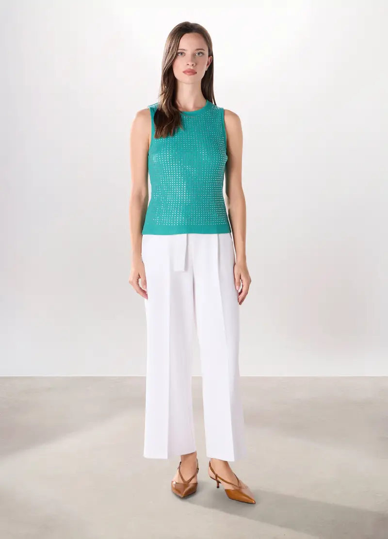 Pantaloni Palazzo Donna, Bianco gesso