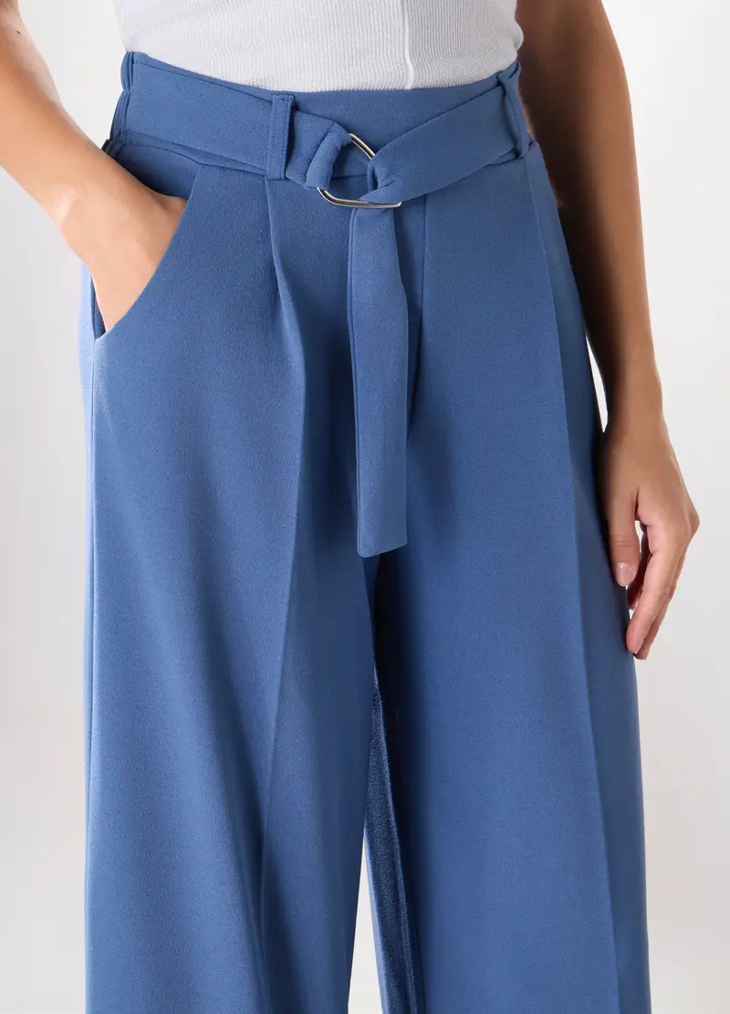 Pantaloni Palazzo Donna, Blu chiaro miniatura 3
