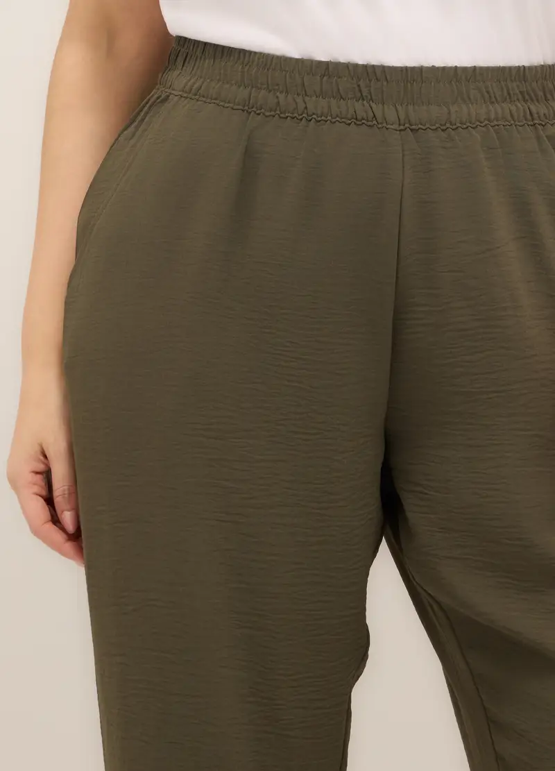 Upim, Pantaloni Palazzo Donna Curvy, Verde oliva, Taglia: S miniatura 2