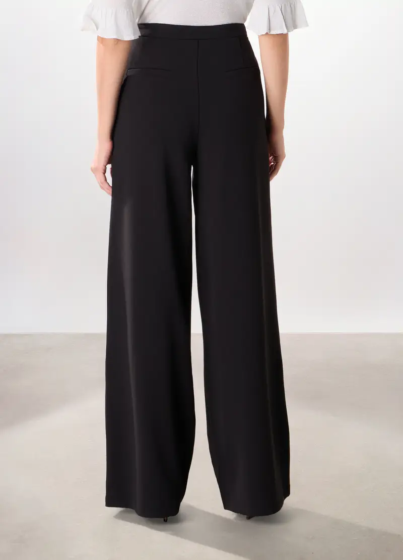 Pantaloni Palazzo Donna, Nero miniatura 2