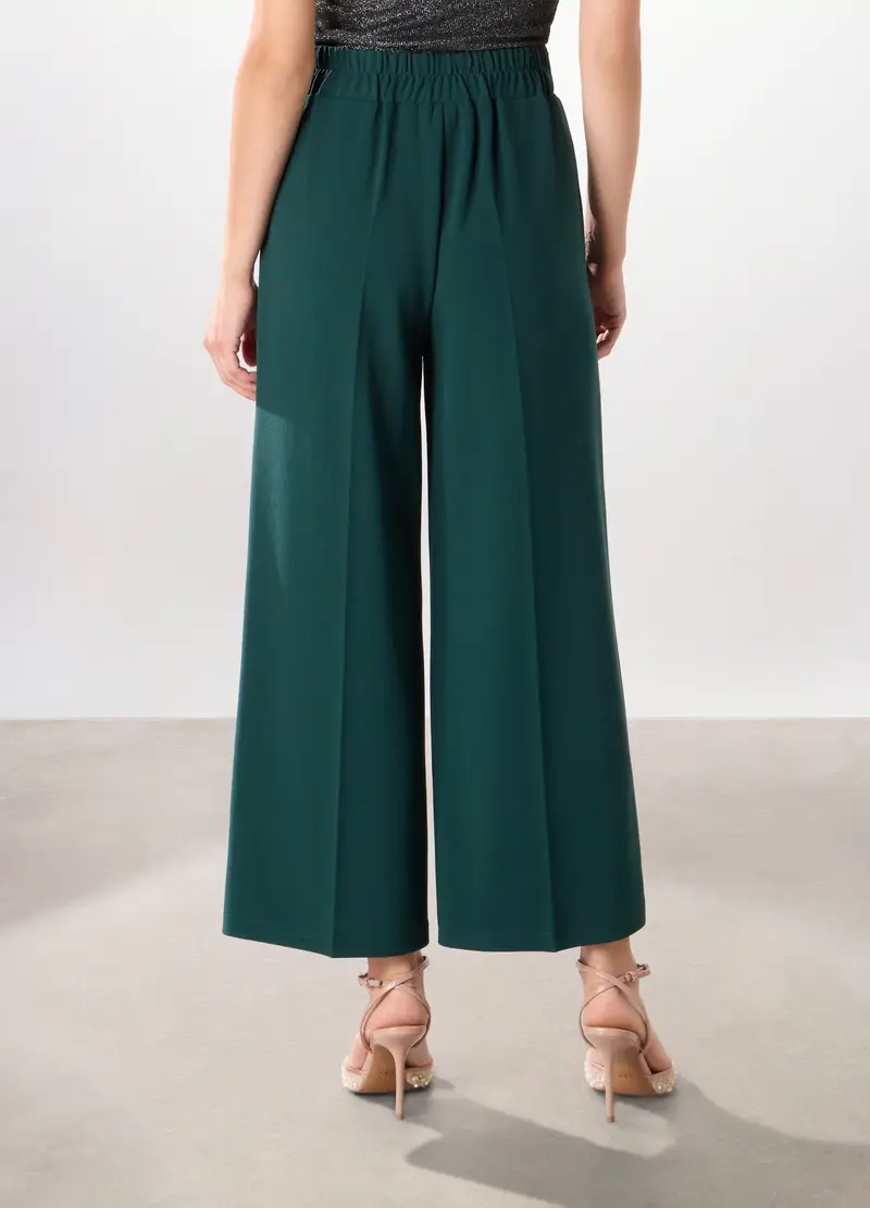 Pantaloni Palazzo Donna, Verde bosco miniatura 2