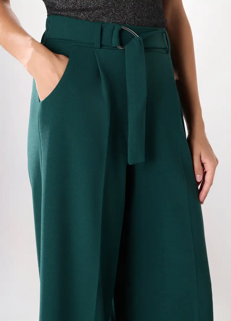 Pantaloni Palazzo Donna, Verde bosco miniatura 3
