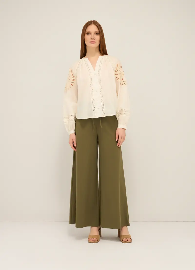 Pantaloni Palazzo Donna, Verde oliva