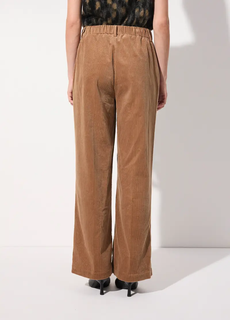 Pantaloni Palazzo In Costina Di Velluto Donna, Unisex, Marrone antilope miniatura 3