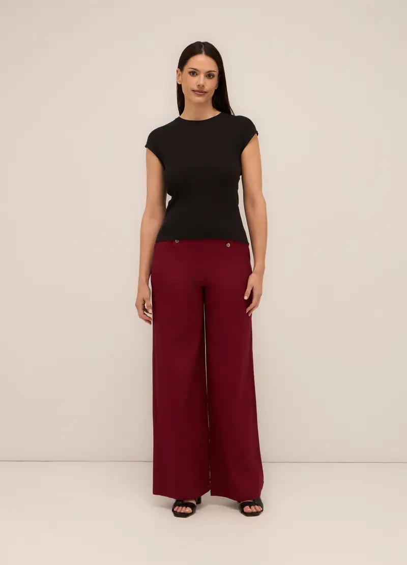 Upim, Pantaloni Palazzo In Cotone Stretch Donna, Rosso scuro, Taglia: XS