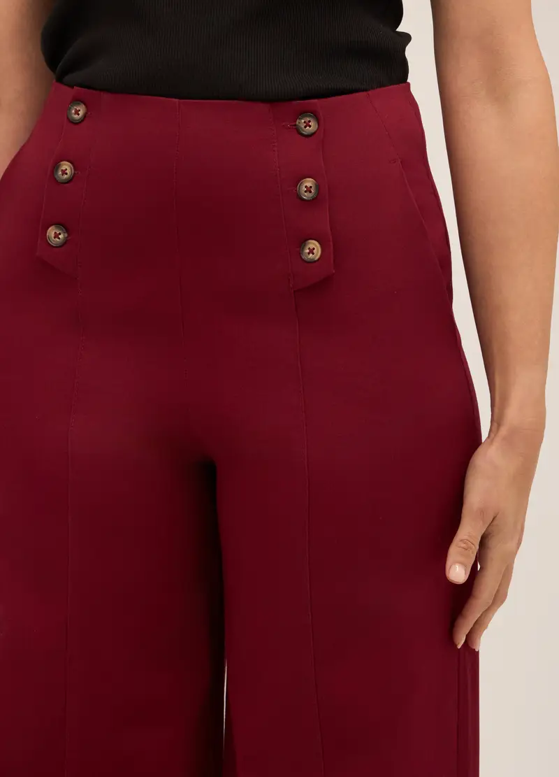 Upim, Pantaloni Palazzo In Cotone Stretch Donna, Rosso scuro, Taglia: XS miniatura 2