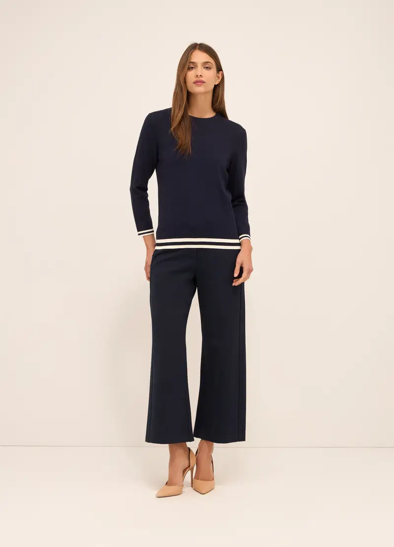 Upim, Pantaloni Palazzo In Punto Milano Donna, Blu navy, Taglia: XS