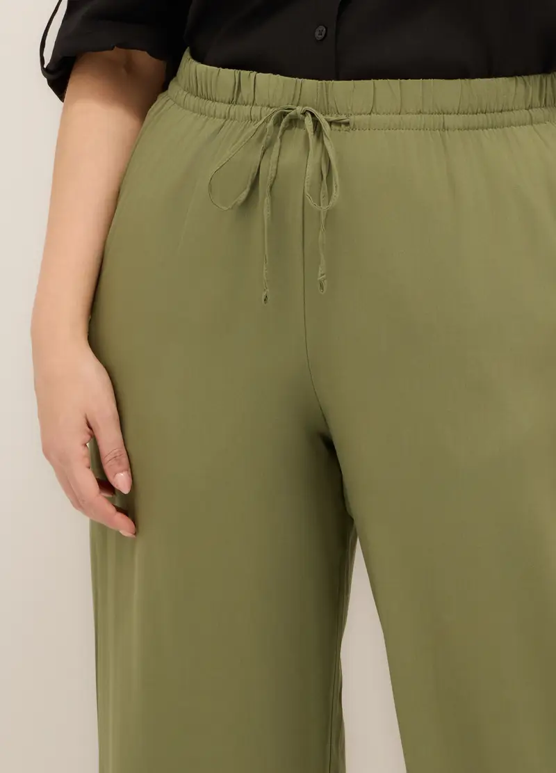 Upim, Pantaloni Palazzo In Pura Viscosa Donna Curvy, Verde oliva, Taglia: S miniatura 2