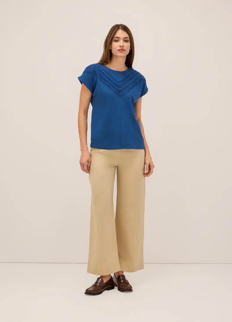 Pantaloni Palazzo Misto Lino Donna, Beige chiaro