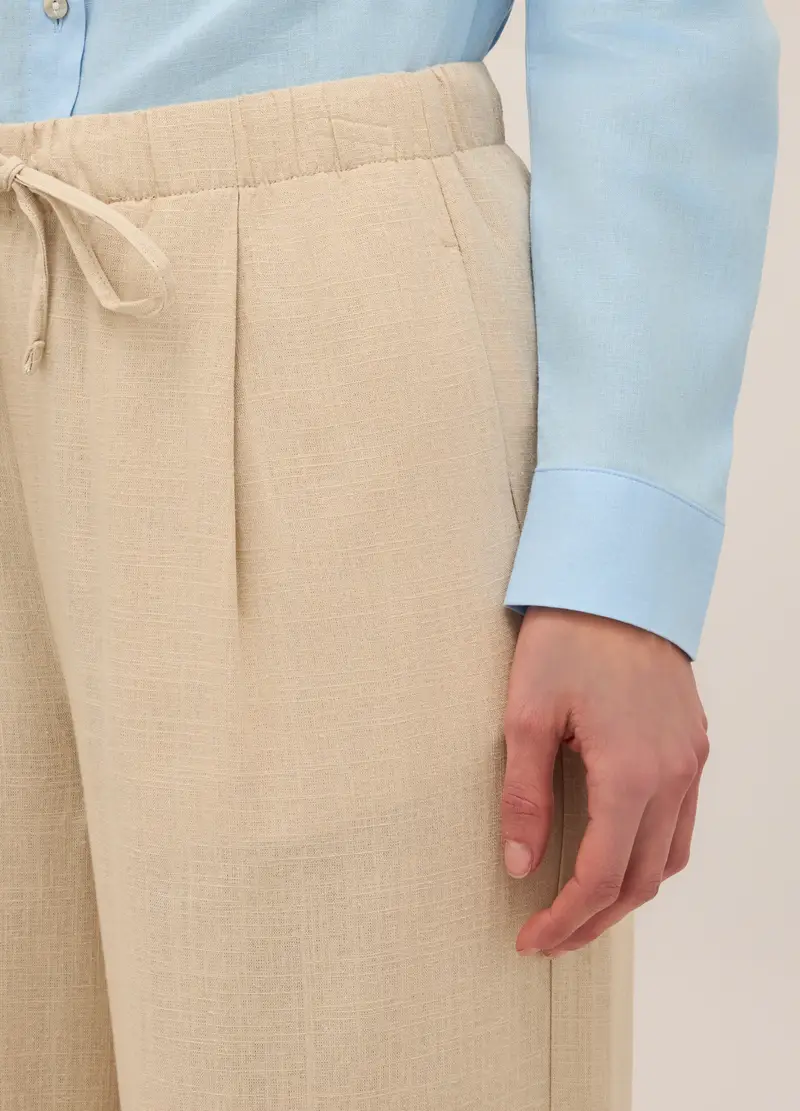 Upim, Pantaloni Palazzo Misto Lino Donna, Beige chiaro, Taglia: M miniatura 2