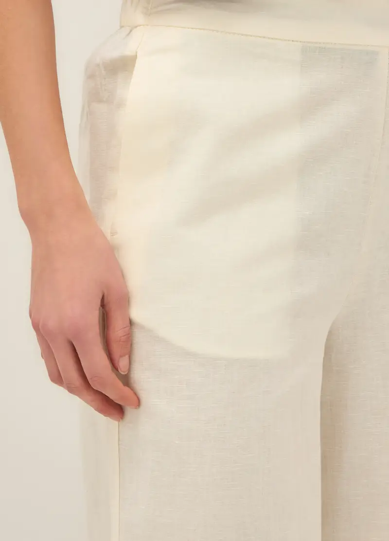 Upim, Pantaloni Palazzo Misto Lino Donna, Bianco gesso, Taglia: S miniatura 2