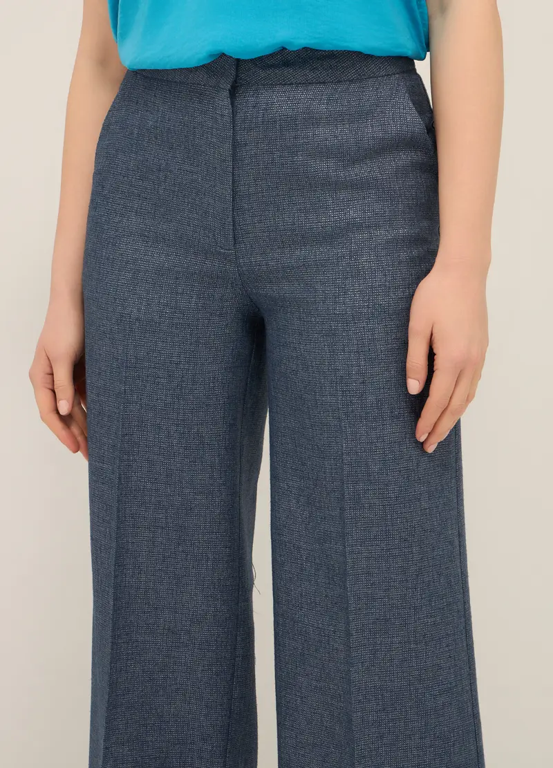 Upim, Pantaloni Palazzo Misto Lino Donna, Blu Bluette, Taglia: XS miniatura 2