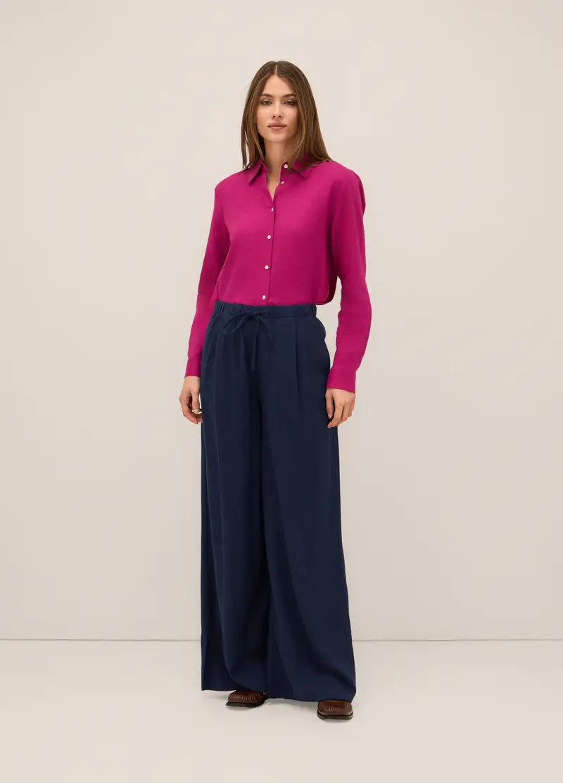 Upim, Pantaloni Palazzo Misto Lino Donna, Blu navy, Taglia: S