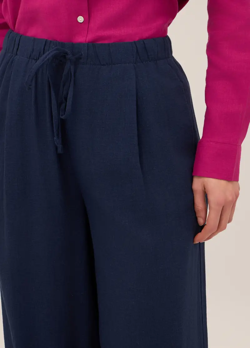 Upim, Pantaloni Palazzo Misto Lino Donna, Blu navy, Taglia: S miniatura 2