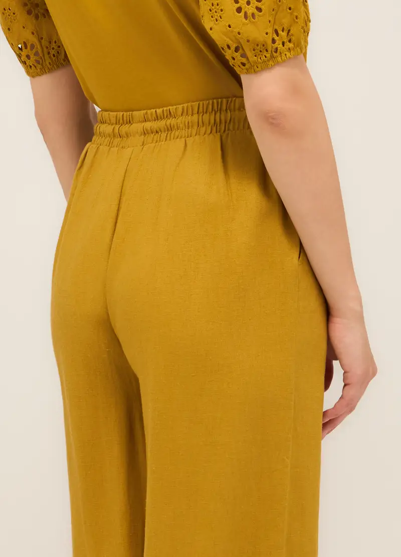 Upim, Pantaloni Palazzo Misto Lino Donna, Giallo senape, Taglia: XS miniatura 2