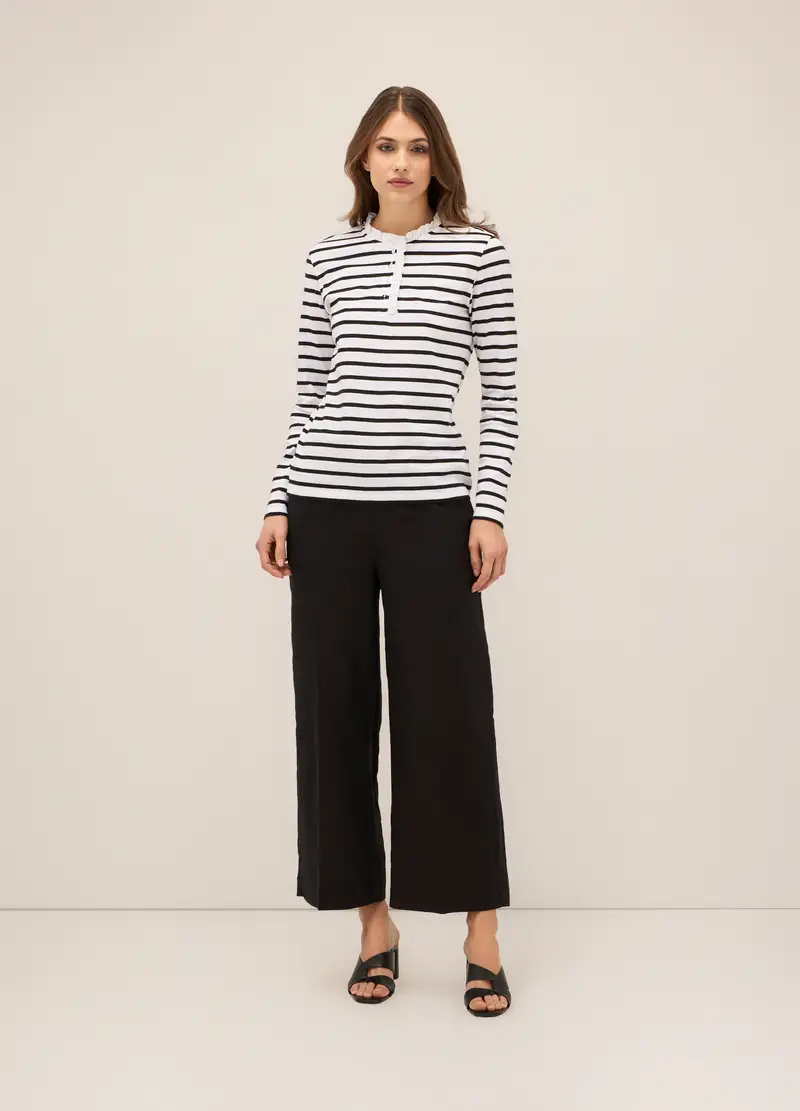 Pantaloni Palazzo Misto Lino Donna, Nero