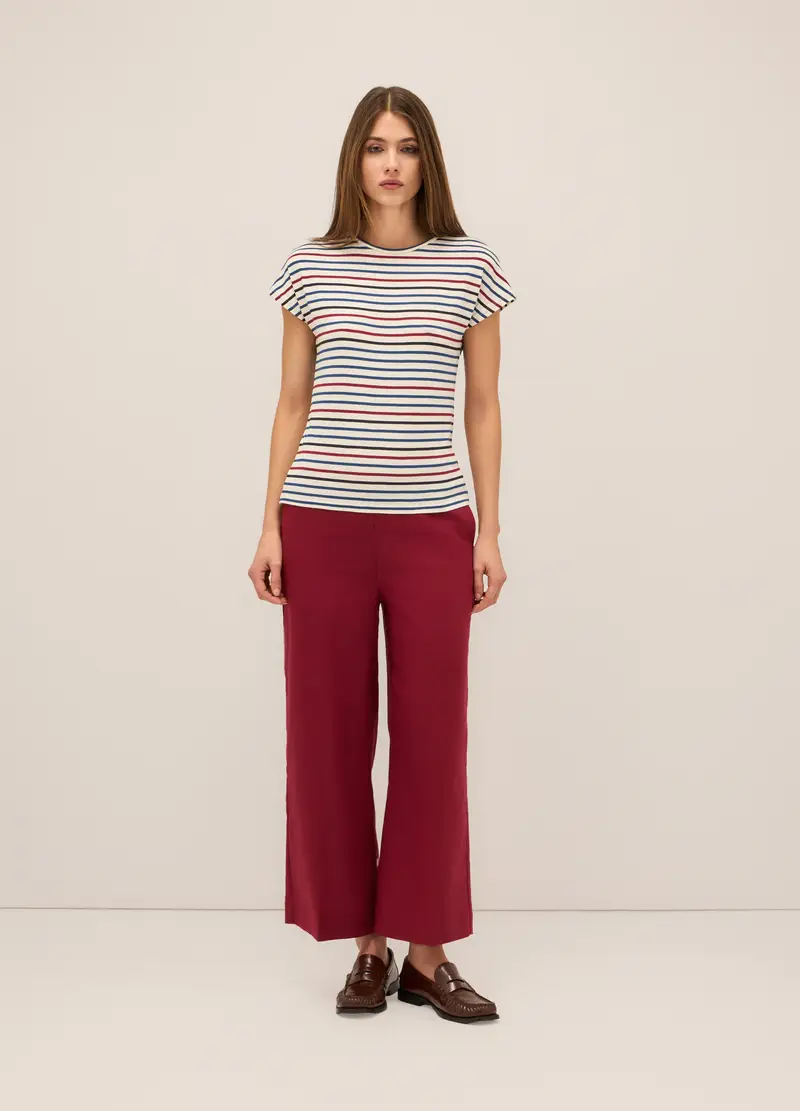 Upim, Pantaloni Palazzo Misto Lino Donna, Rosso aragosta, Taglia: S