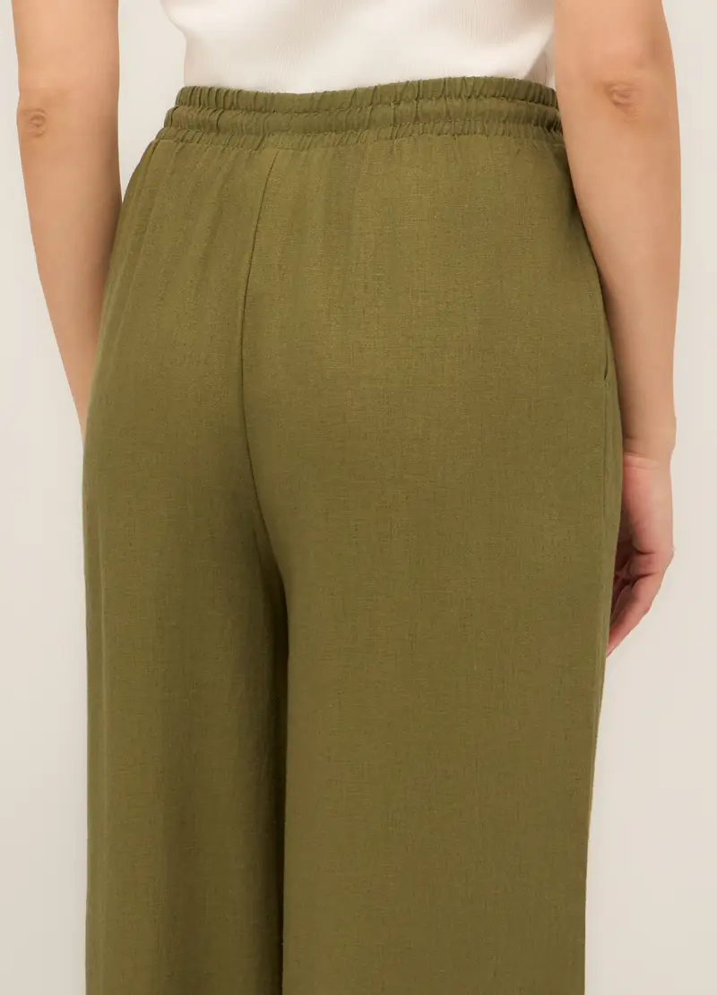 Upim, Pantaloni Palazzo Misto Lino Donna, Verde oliva, Taglia: XS miniatura 2