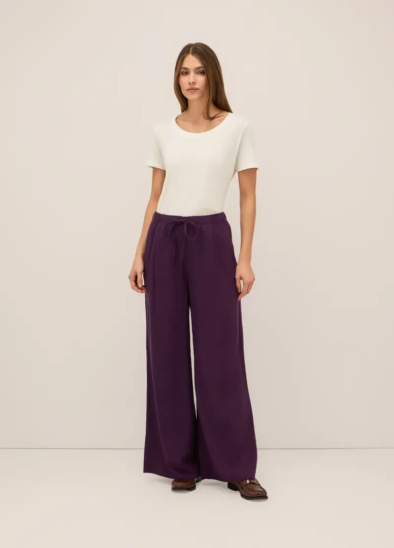 Upim, Pantaloni Palazzo Misto Lino Donna, Viola vinaccia, Taglia: M